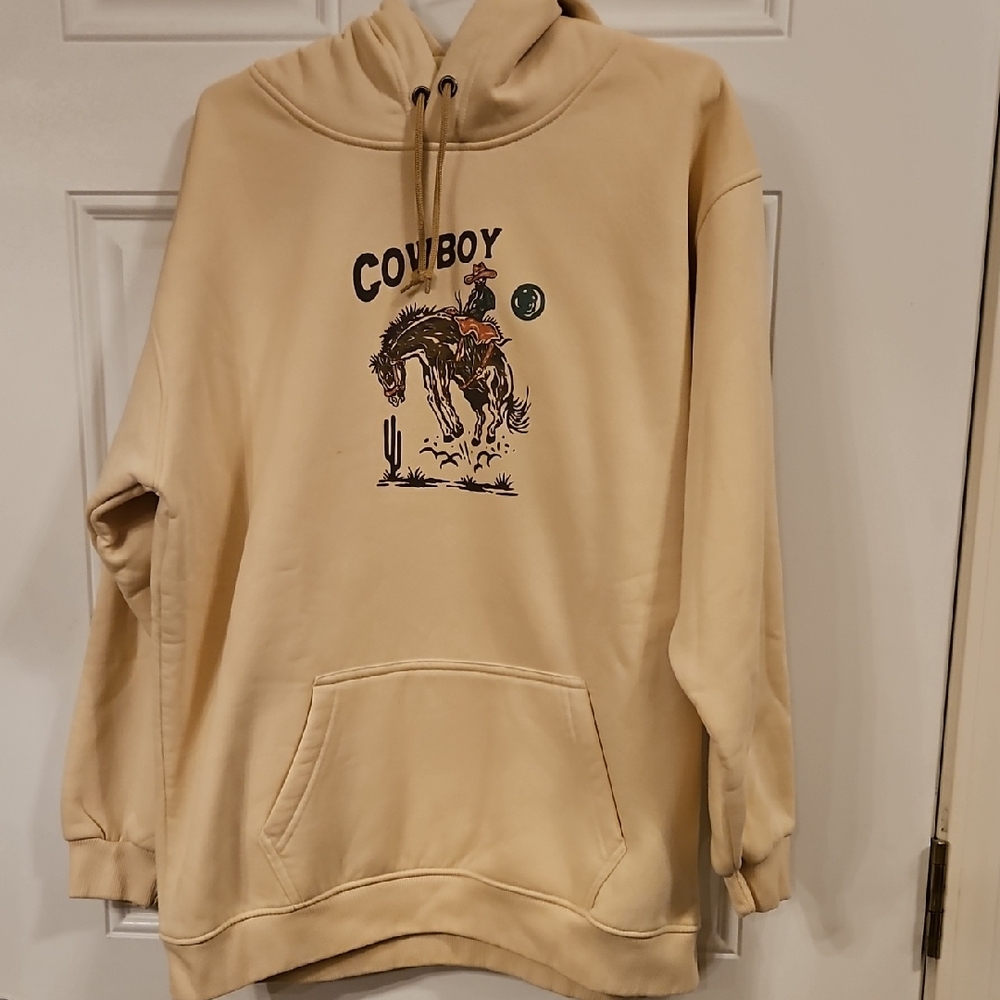 Ladies Cowboy Graphic Beige Hoodie from Outback Trading Company Size XL
